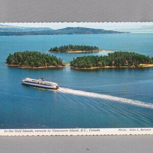 Vintage Postcard - A BC Ferry Passing the Gulf Islands - Peacock Postcards